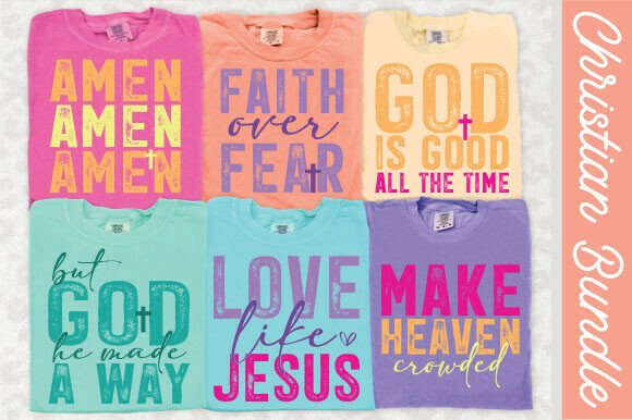 Christian PNG Bundle: Vibrant Neon Colors Png