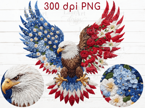 Faux Embroidery Eagle Patriotic Eagle: A Bold Design Asset for Modern Projects