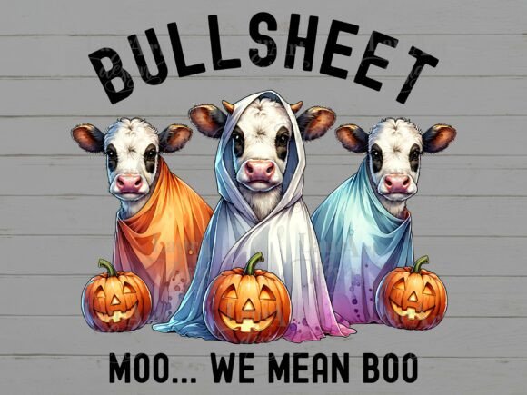 Spooky Charm: The Bullsheet Halloween Cows Ghost Cow Design